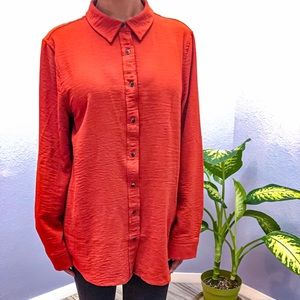 Burnt Orange oversized Long-sleeve blouse